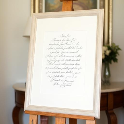 Framed calligraphy art of wedding vows